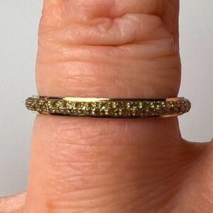 CZ & Gold Plated Infinity Band Sterling Silver 925 Ring, Size 8